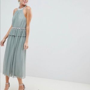 ASOS embellished neck tulle midi dress